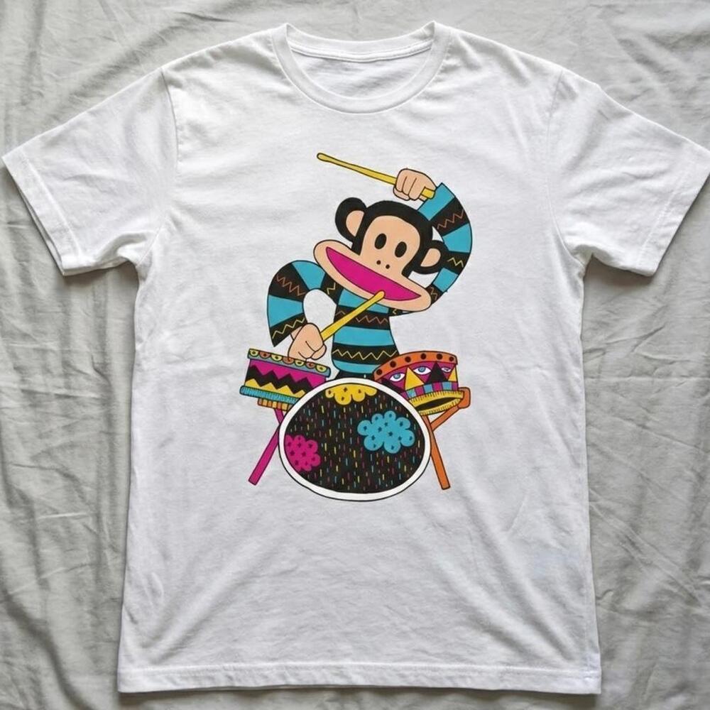 Paul Frank Julius The Monkey Drummer T Shirt  Graphic Tee White